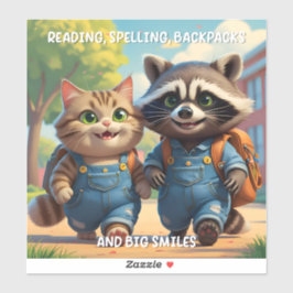 Pegatina de lectura, ortografía, mochilas y sonris