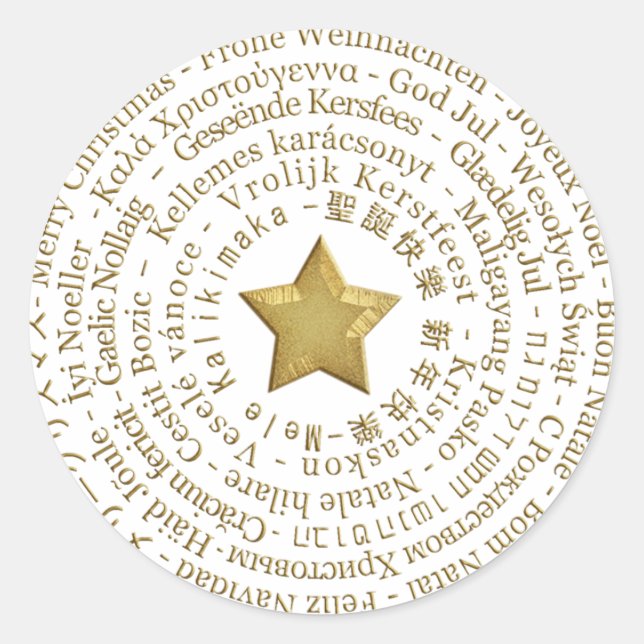 Pegatina de Lenguas Diferentes Feliz Navidad (Anverso)