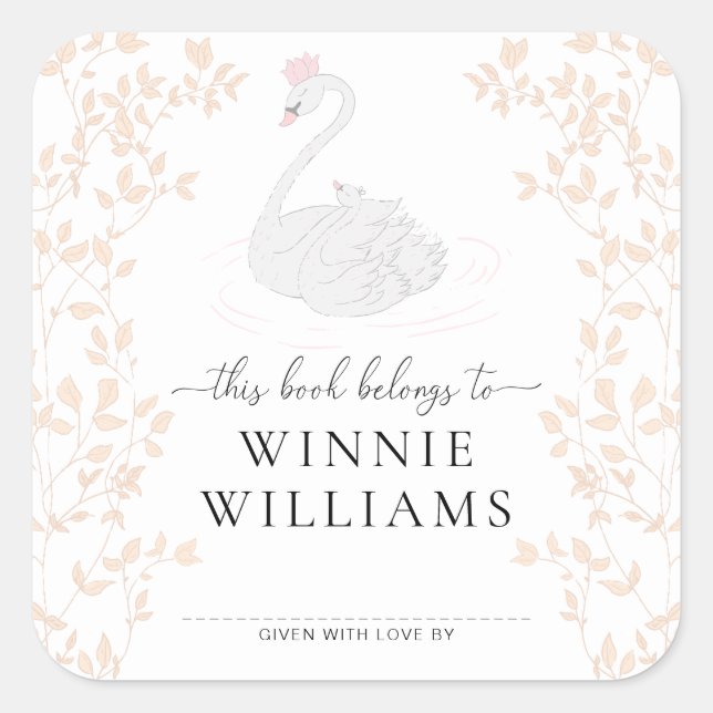 Pegatina de libro de la Princesa Cisne Este Libro  (Anverso)