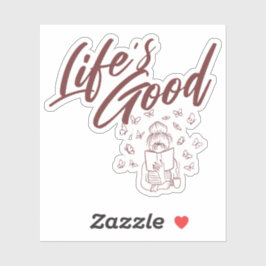 Pegatina de libros de lectura y café