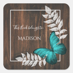 Pegatina de libros de mariposas Verde azuladas rus