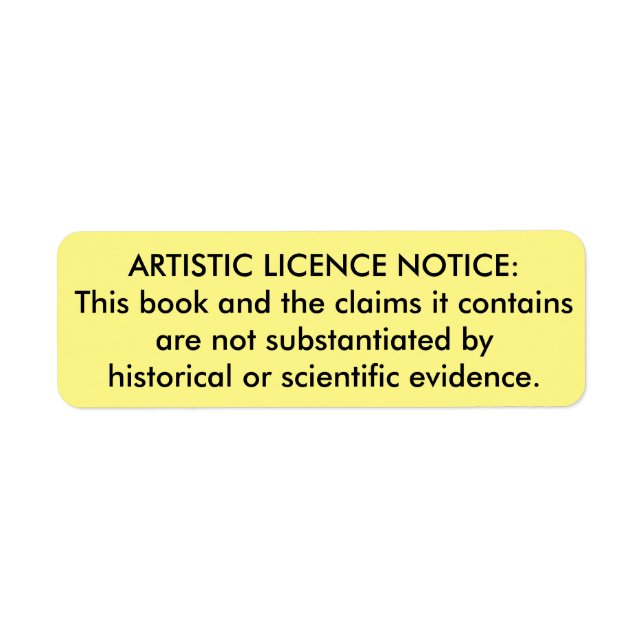 pegatina de "Licencia artística" para Biblias (Frente)