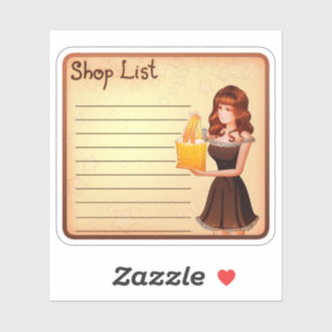 Pegatina de lista de compras Vintage Girl Planific