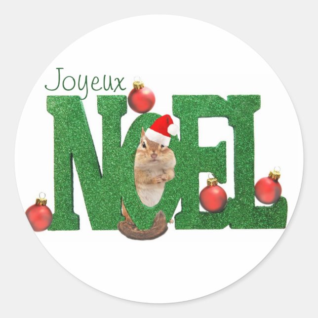 Pegatina de Little Chipmunk Joyeux Noel (Anverso)