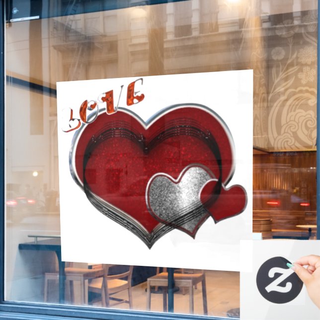 Pegatina de llamadas de ventana de corazón de nego (Ventana de cafetería)