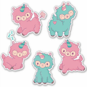 Pegatina de Llamas Cute Unicorn