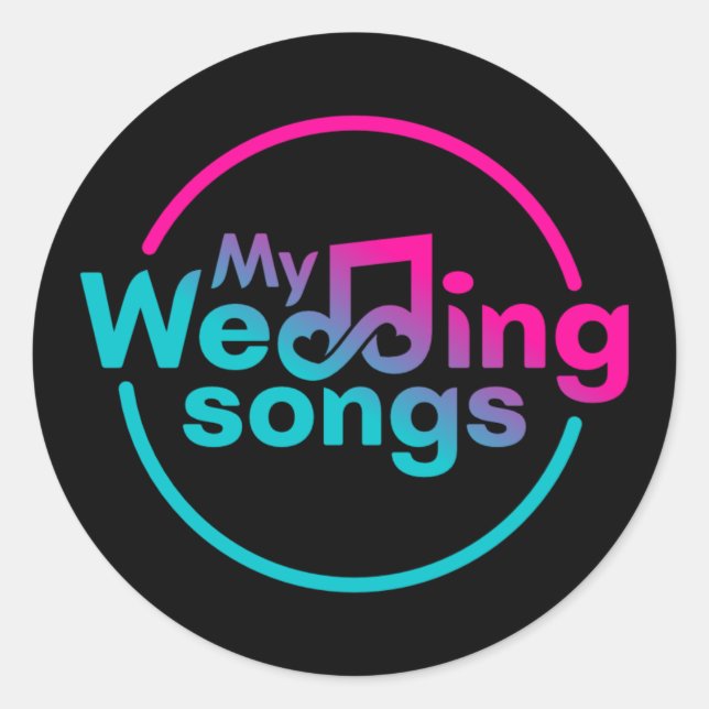 Pegatina de logotipos de canciones de mi Boda (Anverso)