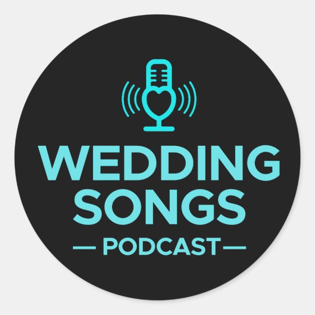 Pegatina de logotipos de podcast de canciones boda (Anverso)