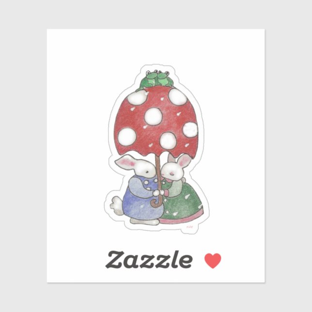 Pegatina de los conejitos de lluvia (Hoja)