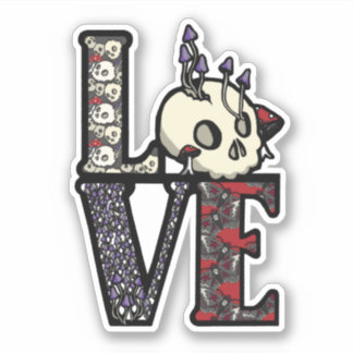 Pegatina de los Skulls y hongos de amor