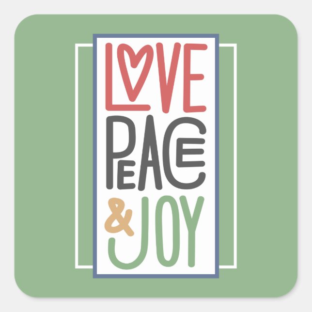 Pegatina de Love Peace & Joy Square (Anverso)