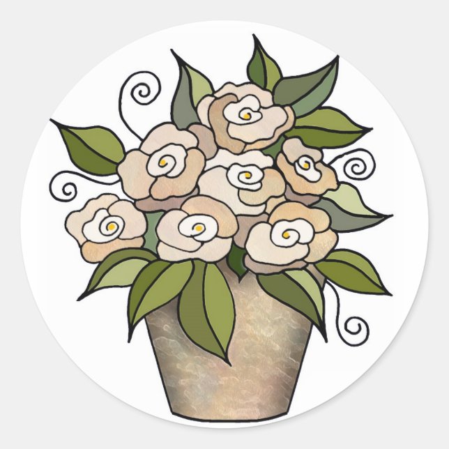 Pegatina de maceta de flores (Anverso)