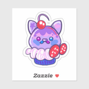 Pegatina de magdalena de gatito kawaii