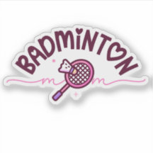 Pegatina de mamá de bádminton linda y femenina