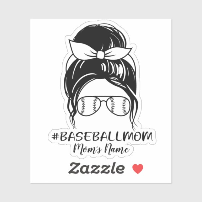 Pegatina de mamá de béisbol personalizada (Hoja)