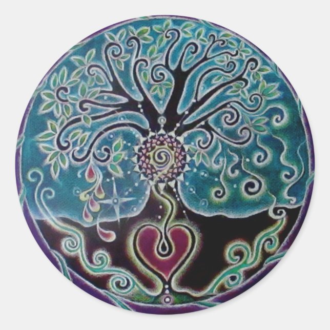 Pegatina de Mandala, el árbol bendecido de la vida (Anverso)