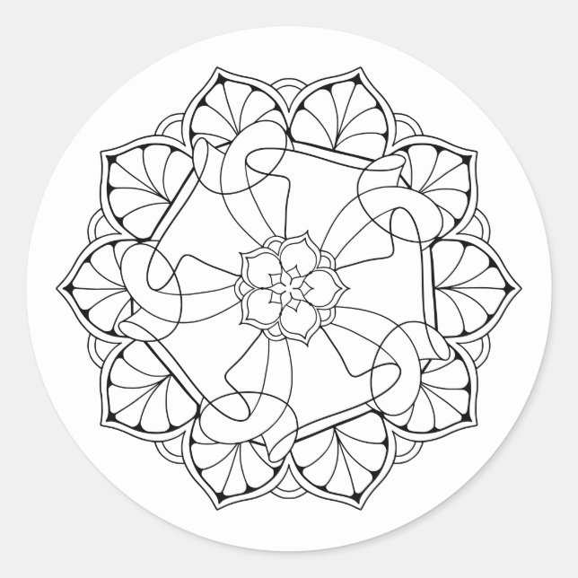Pegatina de Mandala en blanco y negro (Anverso)