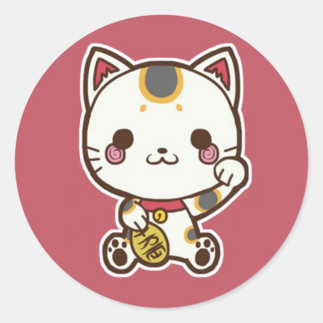 Pegatina de Maneki Neko (Gato Suertudo) (Anverso)