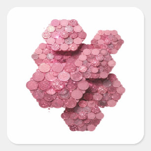 Pegatina de manualidades de moneda rosa cuadrada