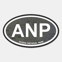 Pegatina de mapa de Acadia (texto blanco)