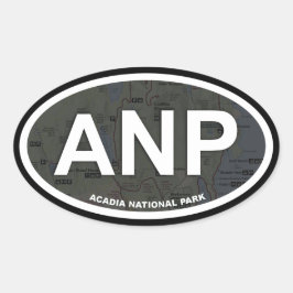 Pegatina de mapa de Acadia (texto blanco)