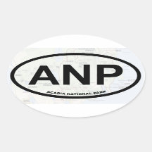 Pegatina de mapa de Acadia (texto negro)