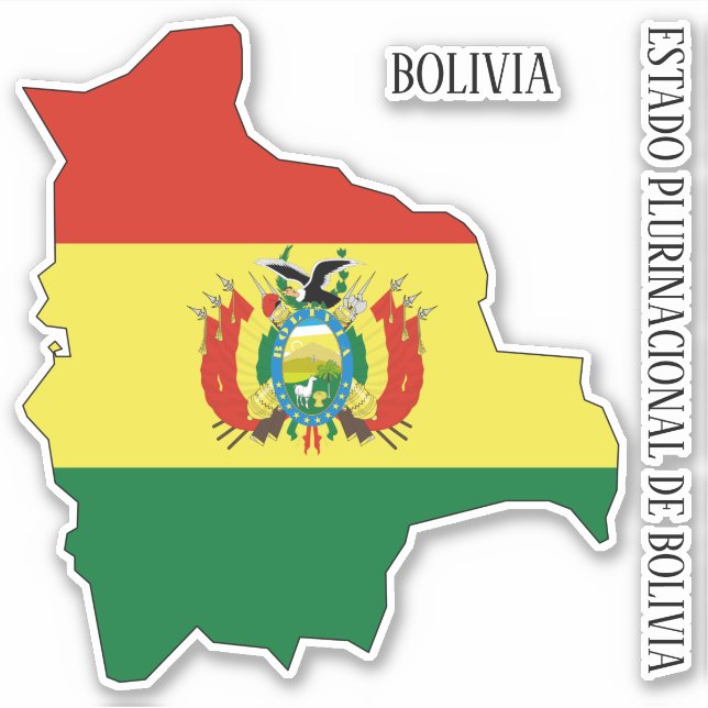Pegatina de mapa de bandera de Bolivia (Anverso)