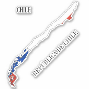 Pegatina de mapa de bandera de Chile