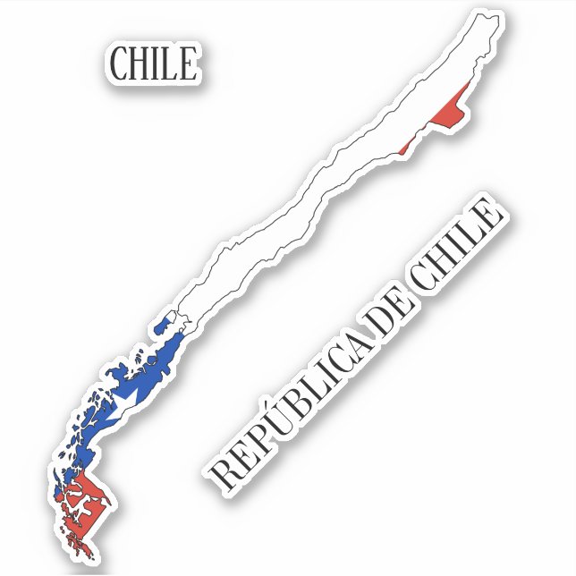 Pegatina de mapa de bandera de Chile (Anverso)