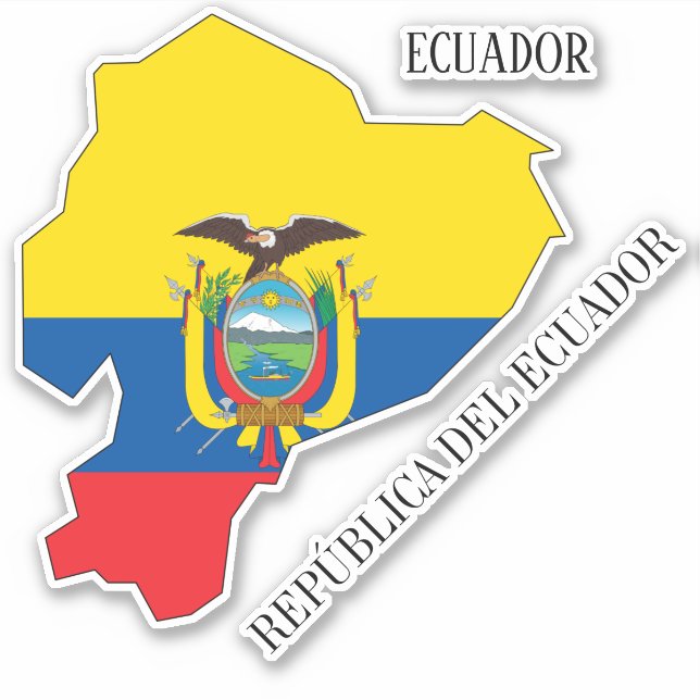 Pegatina de mapa de bandera de Ecuador (Anverso)