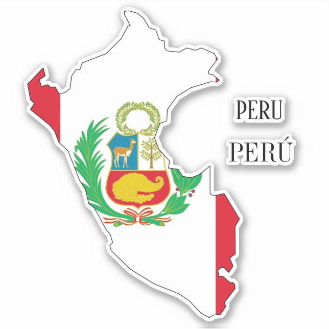 Pegatina de mapa de bandera de Perú (Anverso)