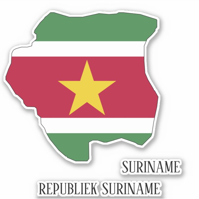 Pegatina de mapa de bandera de Surinam (Anverso)