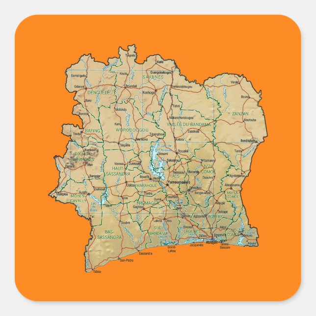 Pegatina de Mapa de Costa de Marfil (Anverso)