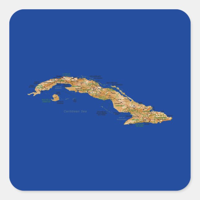 Pegatina de mapa de Cuba (Anverso)