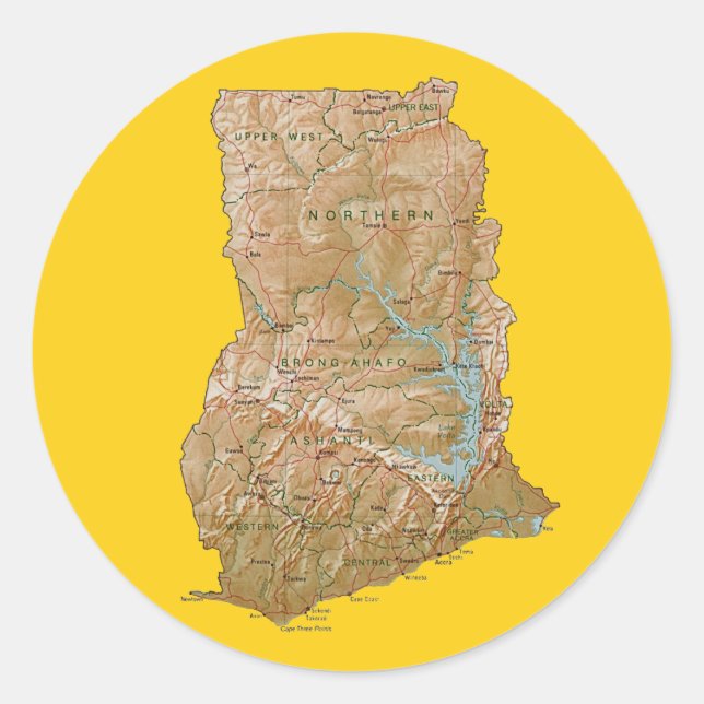 Pegatina de Mapa de Ghana (Anverso)