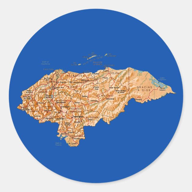 Pegatina de Mapa de Honduras (Anverso)