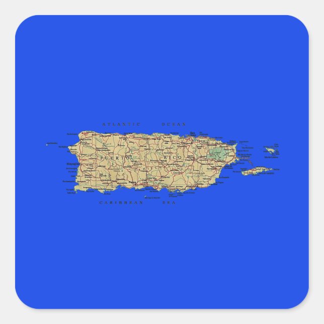 Pegatina de mapa de Puerto Rico (Anverso)