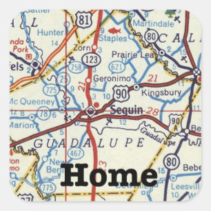 Pegatina de Mapa de Vintage de Seguin Texas