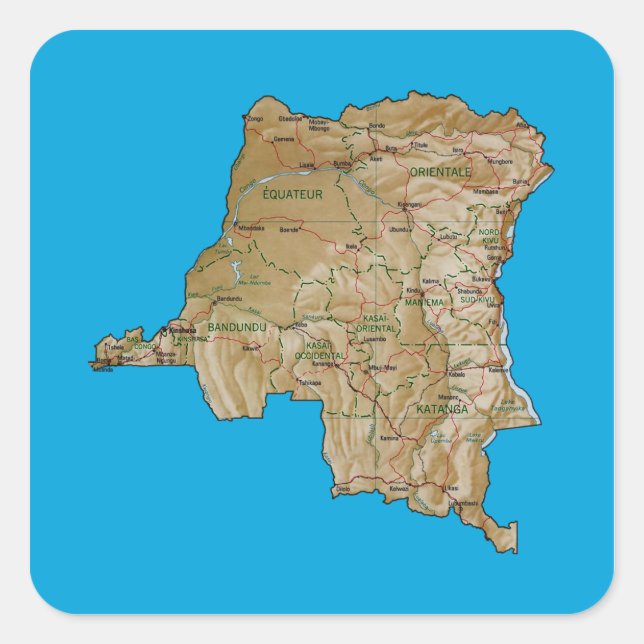 Pegatina de mapas Congo-Kinshasa (Anverso)