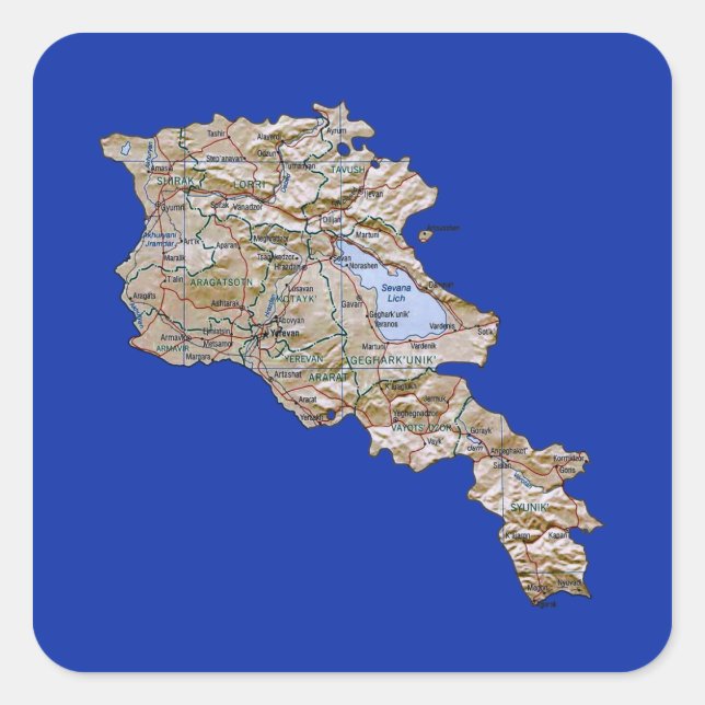 Pegatina de mapas de Armenia (Anverso)