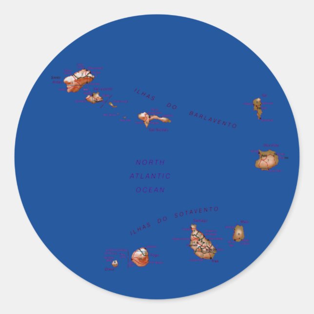 Pegatina de mapas de Cabo Verde (Anverso)