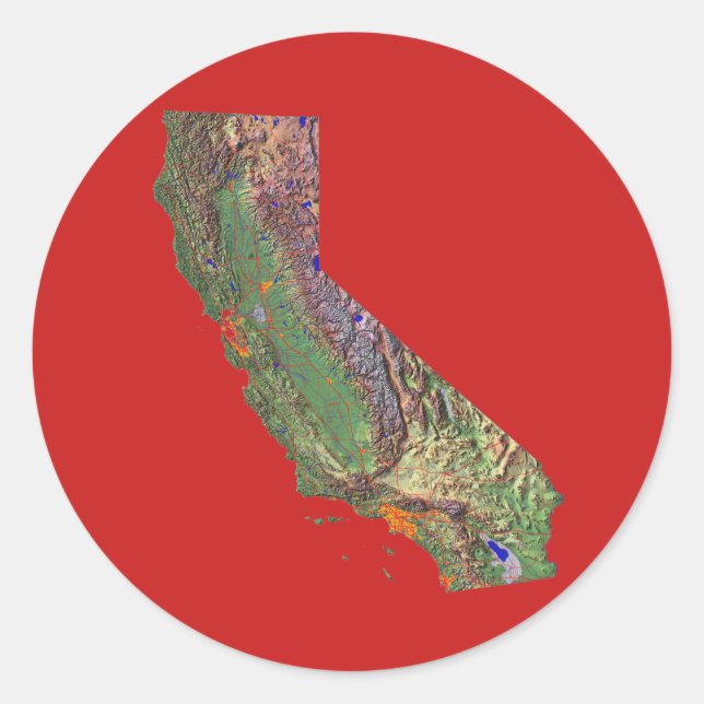 Pegatina de mapas de California (Anverso)