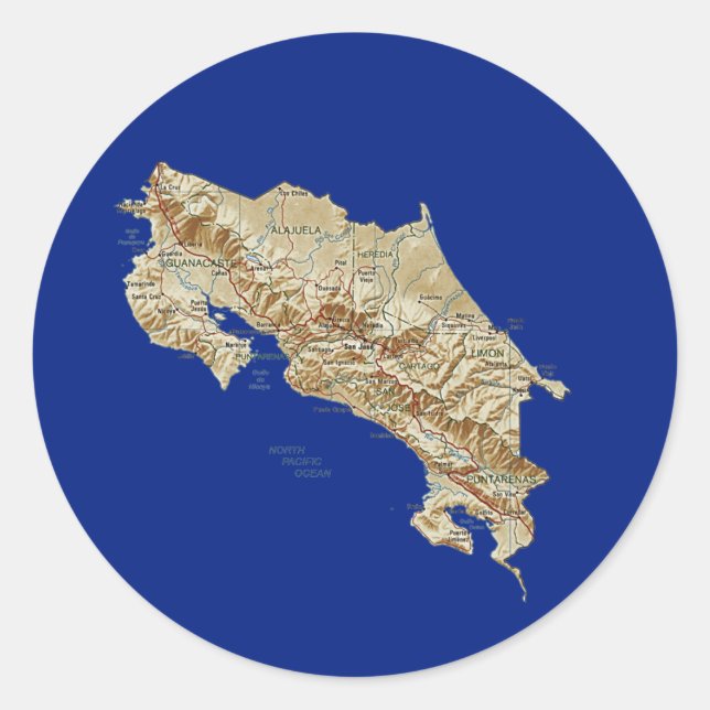Pegatina de mapas de Costa Rica (Anverso)