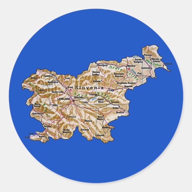 Pegatina de mapas de Eslovenia (Anverso)