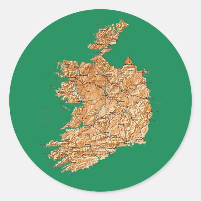 Pegatina de mapas de Irlanda (Anverso)