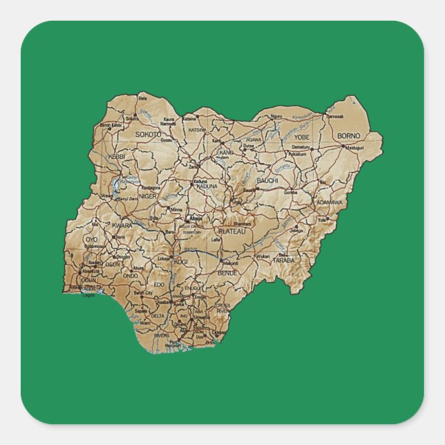 Pegatina de mapas de Nigeria (Anverso)
