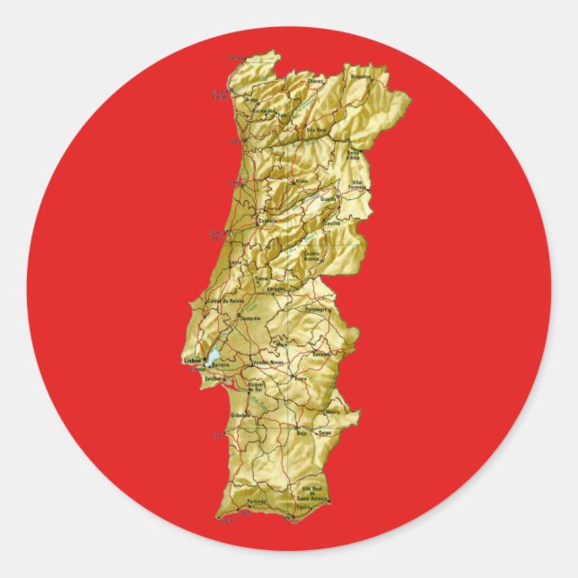Pegatina de mapas de Portugal (Anverso)