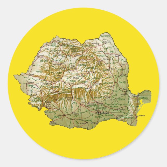 Pegatina de mapas de Rumania (Anverso)