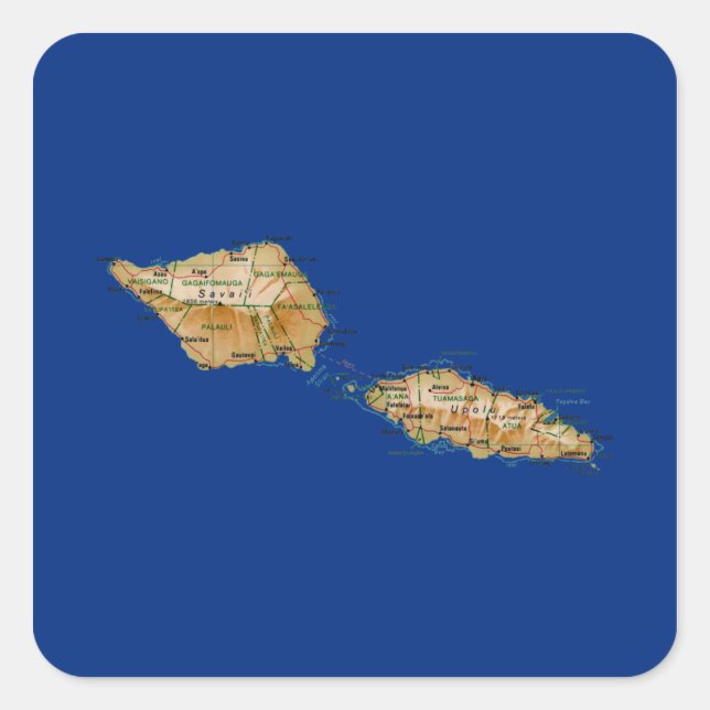 Pegatina de mapas de Samoa (Anverso)
