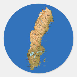 Pegatina de mapas de Suecia